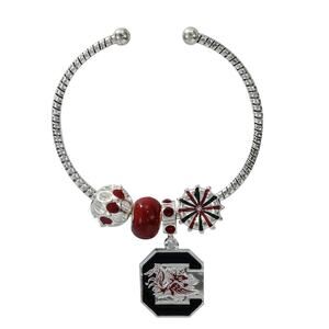 New South Carolina Gamecocks 4-Charm with Team Logo Cuff Bracelet, NCAA